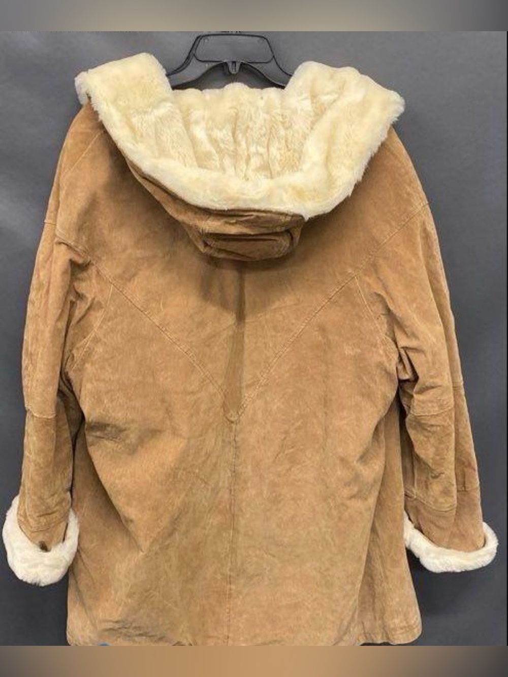 VTG Copper Collections Tan Suede Leather Faux Fur Lining Women's Coat - Size XL